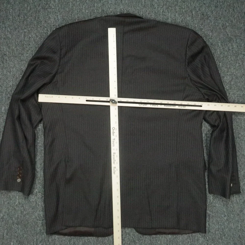 Canali Blazer Mens 46R Gray Wool‎ Woolmark Striped Sport Coat Jacket Italy